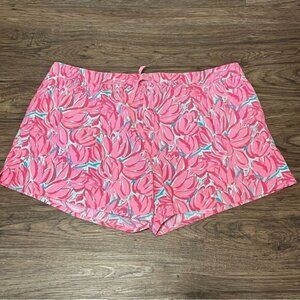 Lauren James Floral Drawstring Waist Shorts Pink White Blue Size 2XL